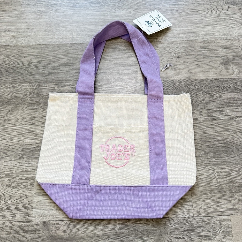 Trader Joe's Pastel Canvas Mini Tote Bag Set - ALL 4 - Easter / Spring Edition - Picture 4 of 5
